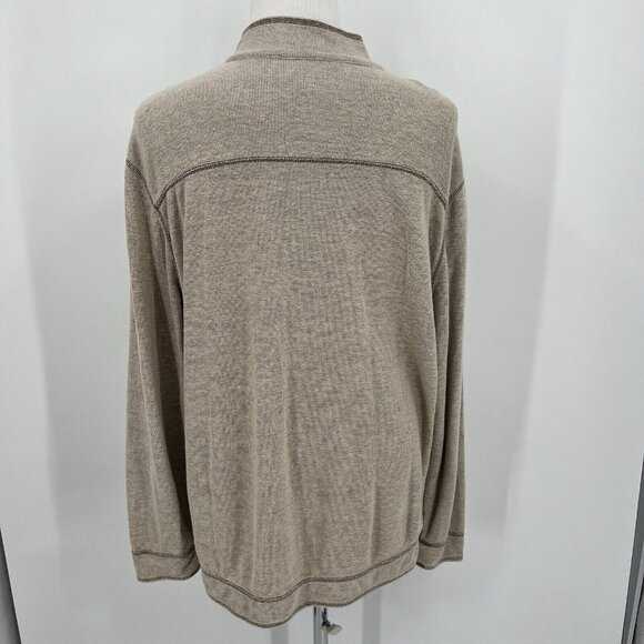 Tommy Bahama Reversible Mens Pullover 1/4 Zip Sweater XL Extra Large Beige & Gra - Picture 4 of 10
